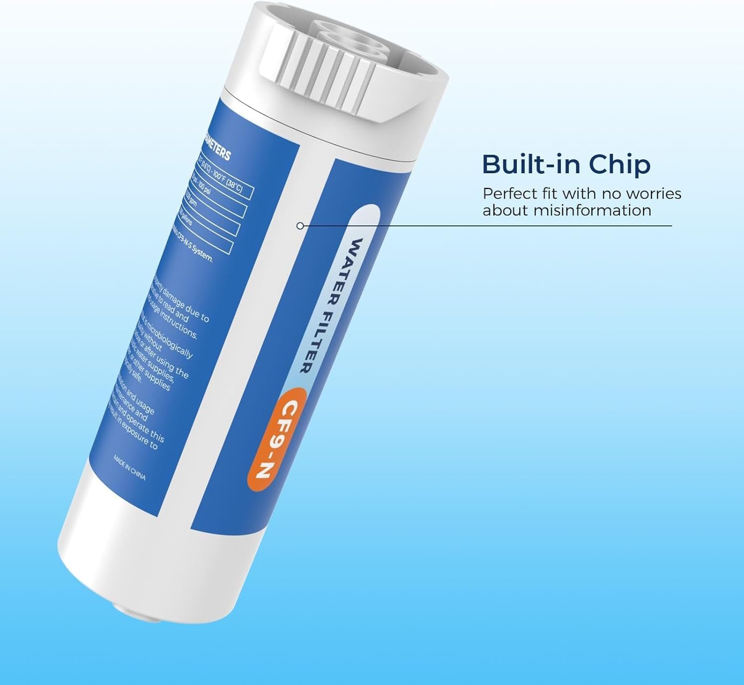 Crystala Filters XWFE (Built-in CHIP) Refrigerator Water Filter 1-Pack | Replacement for GE XWFE, XWF Refrigerator Water Filter NSF/ANSI 42 Certification